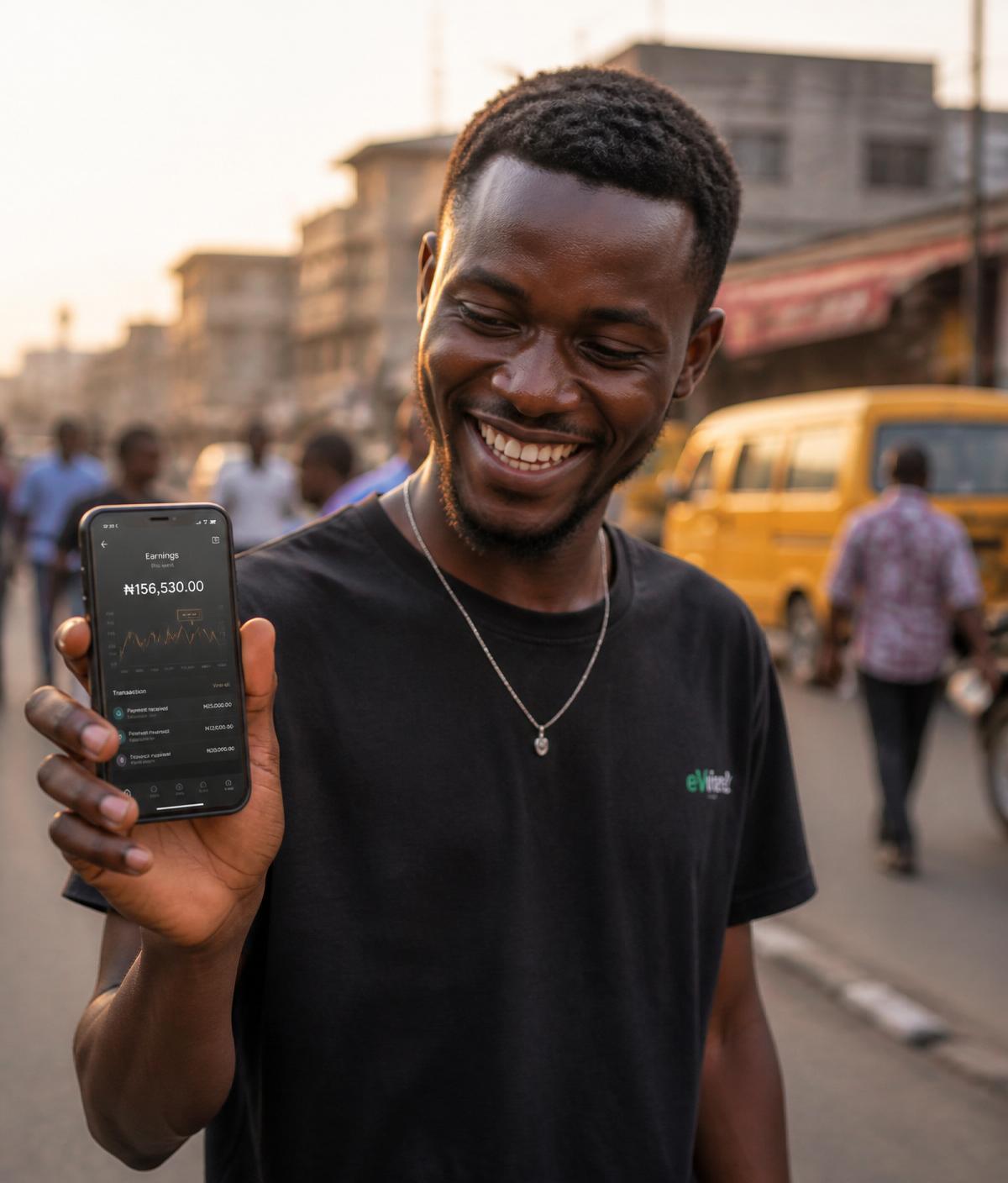 African worker earning through Trend Hive tasks